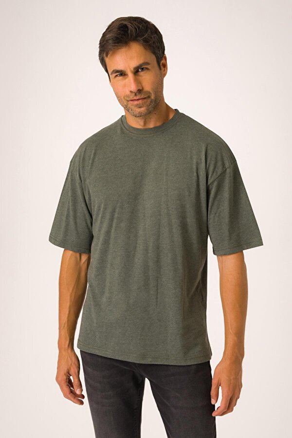 Runever Oversize Yuvarlak Yaka Basıc Erkek T-shirt 22187