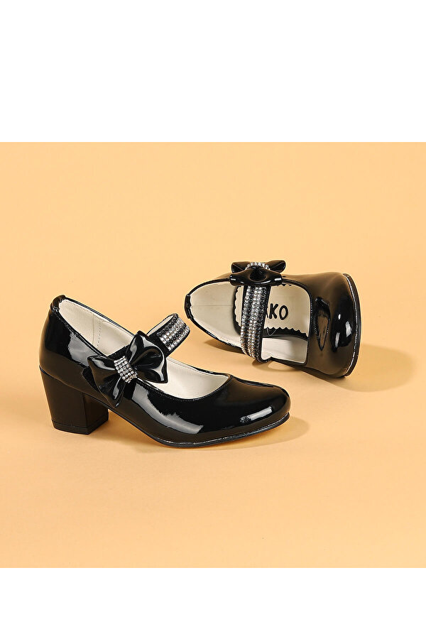 Kiko Kids Kiko 752 Rugan Günlük Kız Çocuk 4 Cm Topuk Babet Ayakkabı SİYAH