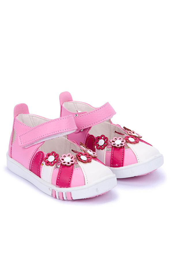 Kiko Kids Kiko Şb 750-56 Orto pedik Kız Çocuk İlk Adım Ayakkabı Sandalet Beyaz Fuşya