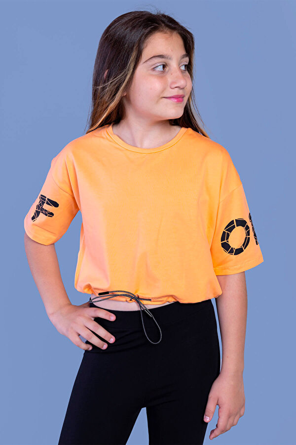 Toontoy Kız Çocuk Baskılı Crop Tişört