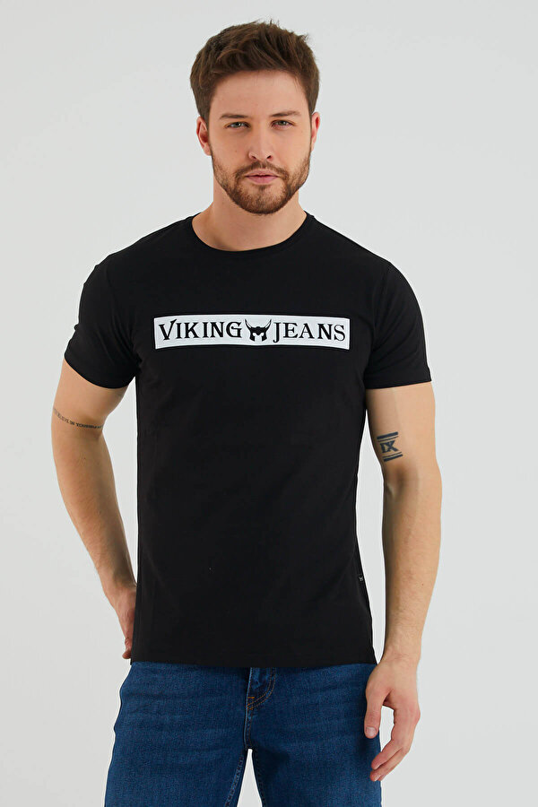 Viking Jeans Bisiklet Yaka Yazı Baskılı Tshirt