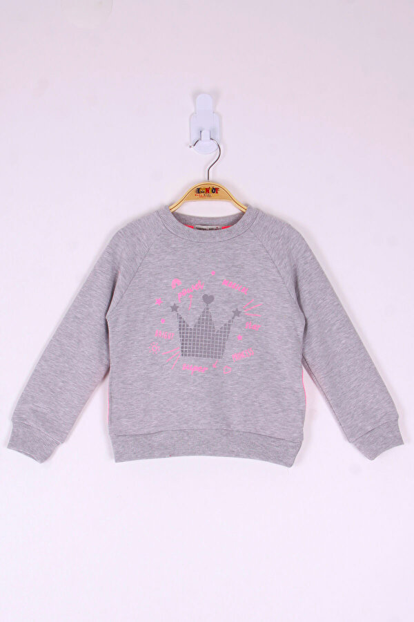 Toontoy Kız Çocuk Taç Baskılı Sweatshirt