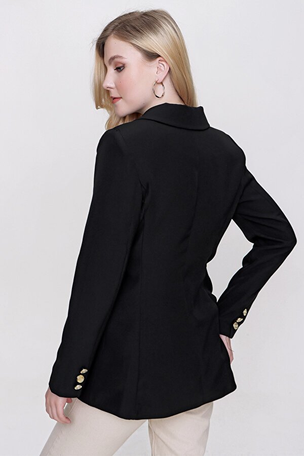 Butik Buruç Kadın Siyah Düğme Detaylı Blazer Ceket RF7688