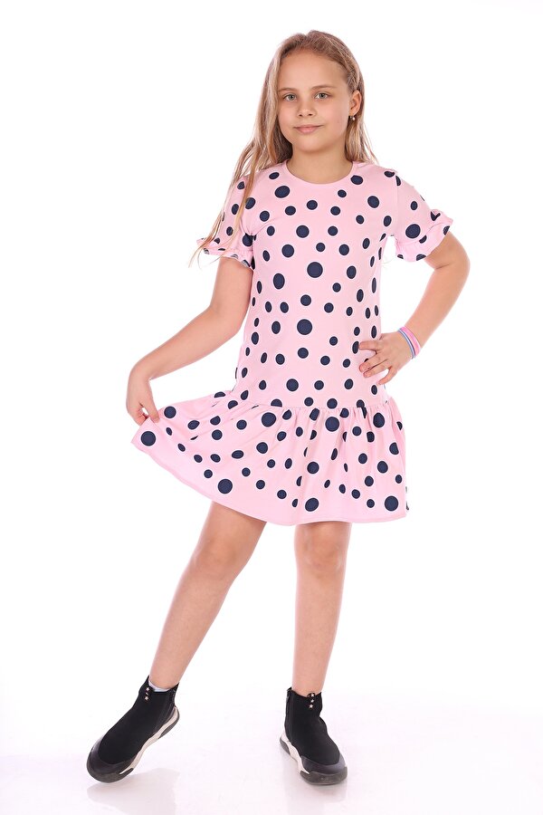 Toontoy Kız Çocuk Komple Puantiye Baskılı Elbise