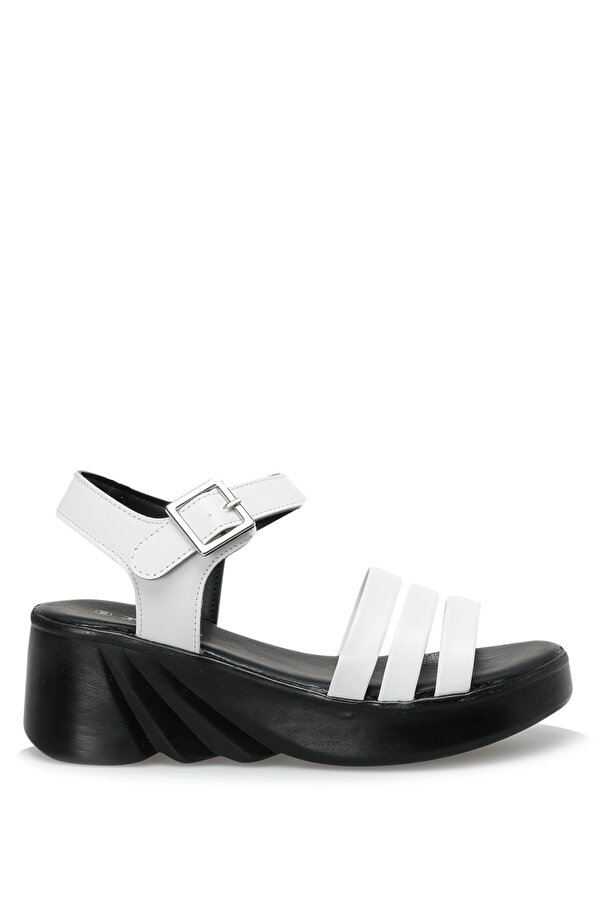 Polaris 319804.Z 2FX Beyaz Kadın Dolgu Topuk Sandalet