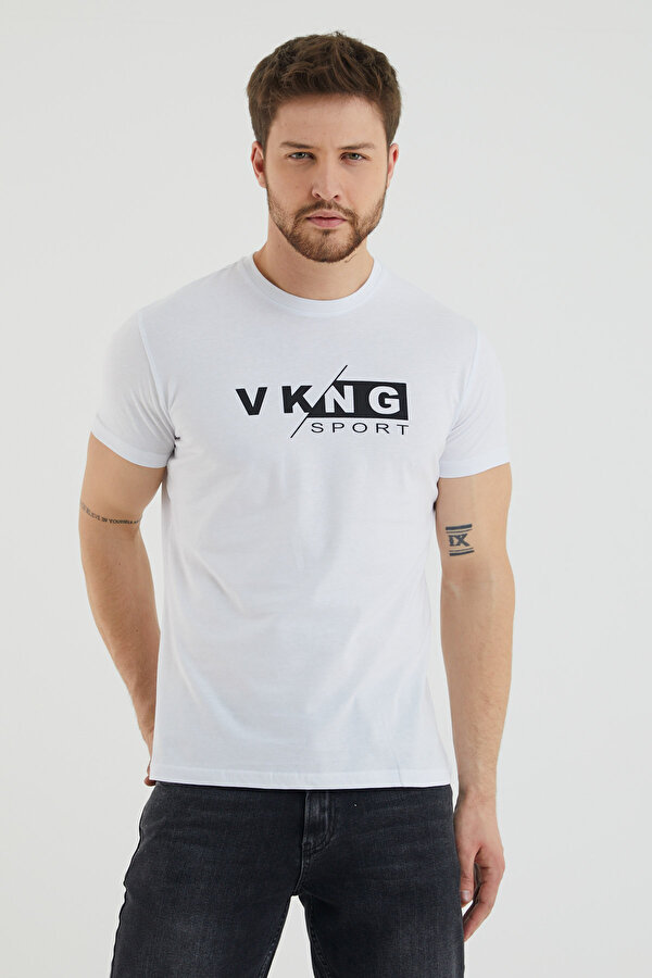 Viking Jeans Vkng Sport Yazı Baskılı Bisiklet Yaka Slim Fit Tshirt