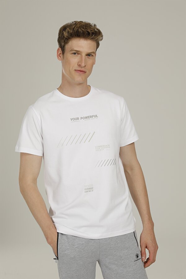 Lumberjack CT1113 KAVINSKY PRINTED T Beyaz Erkek Kısa Kol T-Shirt