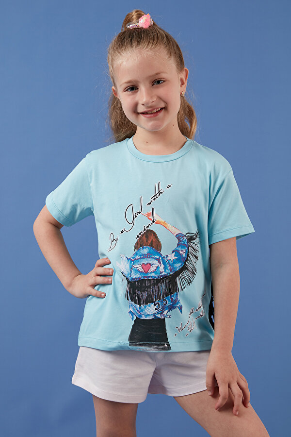 Lela Kız Çocuk T Shirt 6211020 AÇIK MAVİ