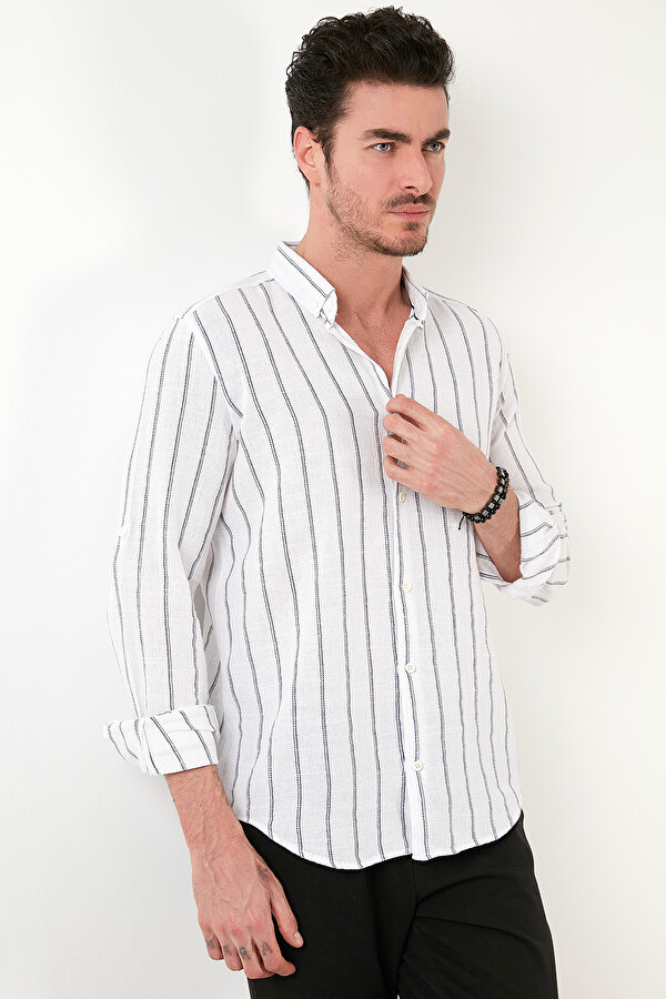 Buratti Erkek Gömlek CF21S112480 BEYAZ-LACİVERT