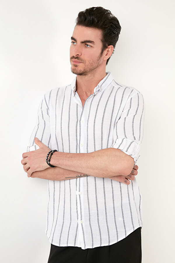 Buratti Erkek Gömlek CF21S112480 BEYAZ-LACİVERT