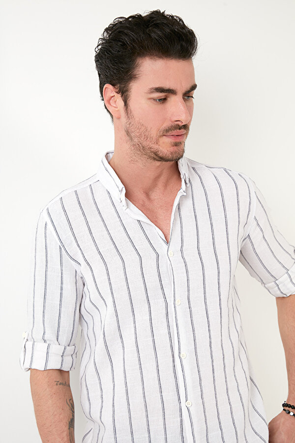 Buratti Erkek Gömlek CF21S112480 BEYAZ-LACİVERT