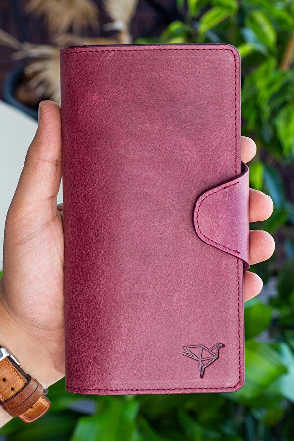 Garbalia Axel Crazy Deri Unisex Portföy Cüzdan Bordo