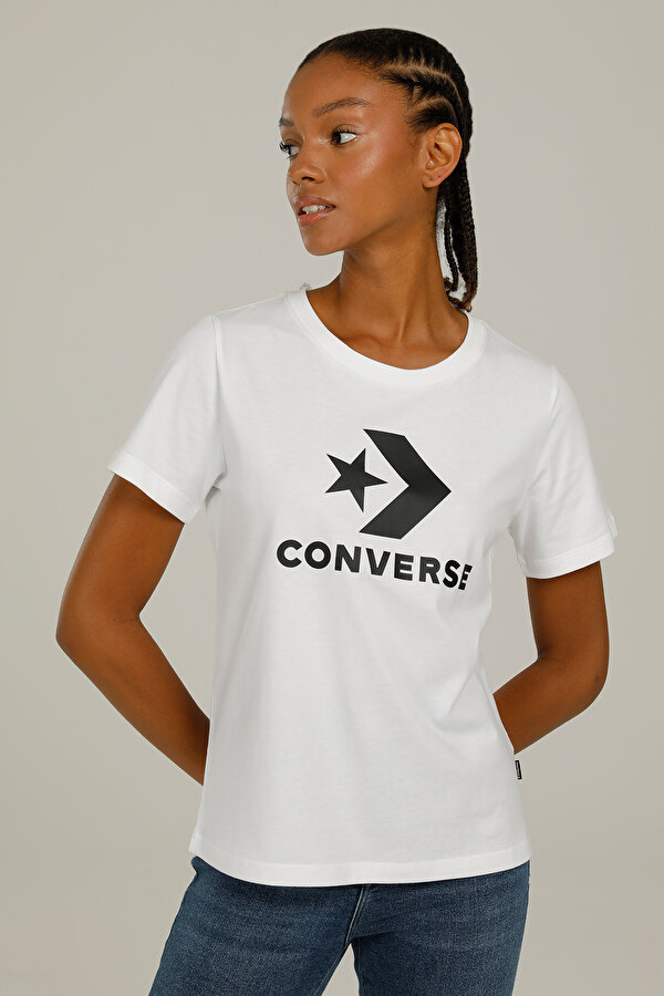 Converse STAR CHEVRON Beyaz Kadın Kısa Kol T-Shirt
