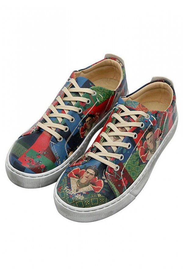 Dogo Kadın Vegan Deri Çok Renkli Sneakers - Ethnic Dream Frida Kahlo Tasarım Tasarım Baskılı Vegan Dogo Kadın Vegan Deri Çok Renkli Sneakers - Ethnic Dream Frida Kahlo Tasarım Tasarım Baskılı Vegan