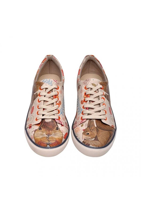 Dogo Kadın Vegan Deri Pembe Sneakers - Squirrel Tasarım Tasarım Baskılı Vegan Ürün Dogo Kadın Vegan Deri Pembe Sneakers - Squirrel Tasarım Tasarım Baskılı Vegan Ürün