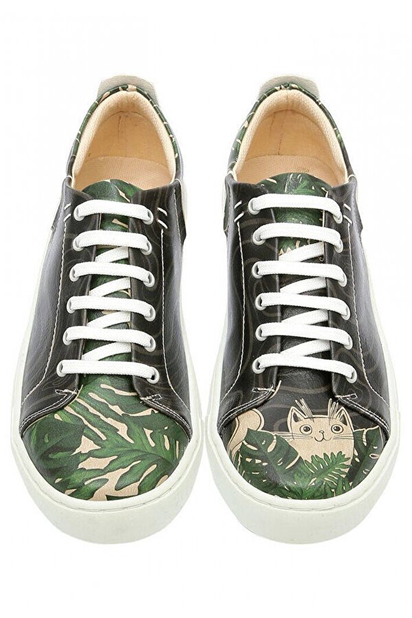 Dogo Kadın Vegan Deri Yeşil Sneakers - Hidden Kitten Tasarım Tasarım Baskılı Vegan Ürün Dogo Kadın Vegan Deri Yeşil Sneakers - Hidden Kitten Tasarım Tasarım Baskılı Vegan Ürün