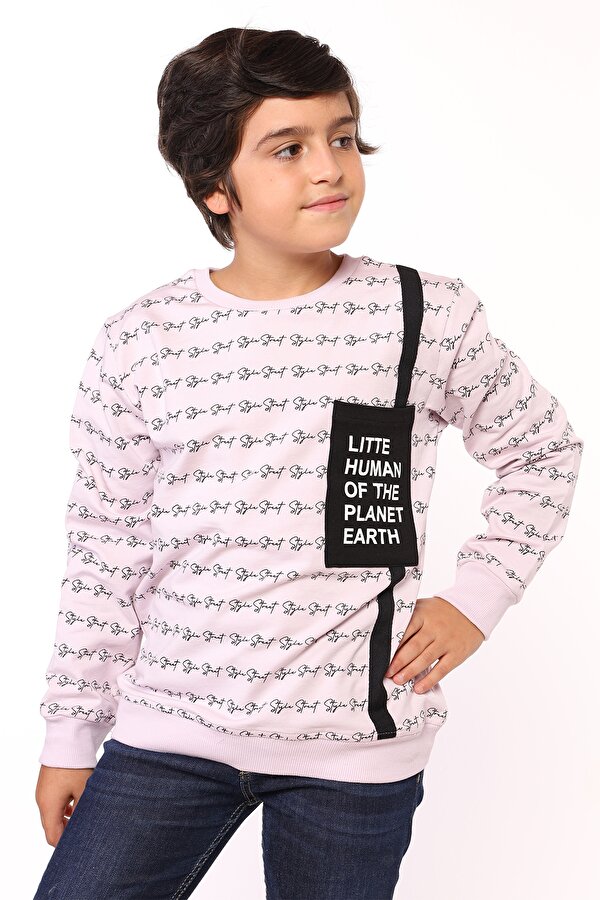 Toontoy Erkek Çocuk Cep Detaylı Baskılı Sweatshirt