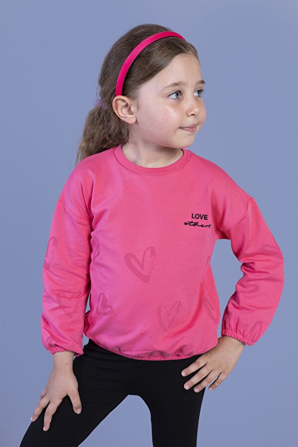 Toontoy Kız Çocuk Nakışlı Büzgü Detaylı Sweatshirt