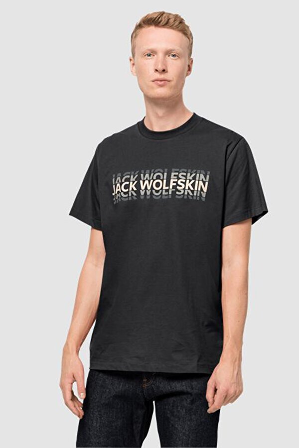 Jack Wolfskin STROBE T M Siyah Erkek Kısa Kol T-Shirt
