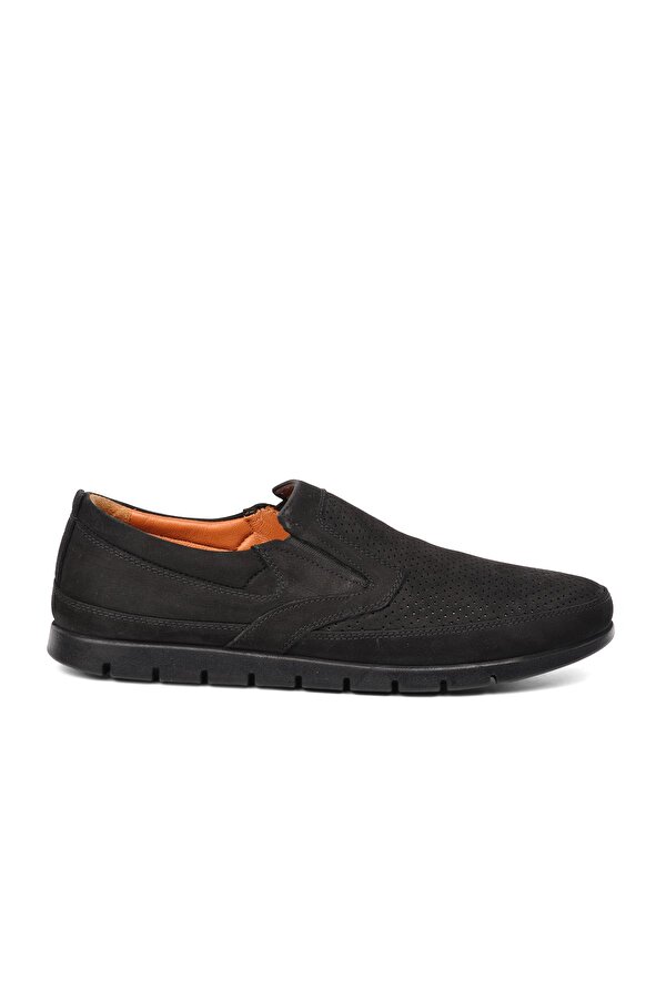 Ayakmod 2034 Hakiki Deri Siyah-Nubuk Erkek Slip On Ayakkabı