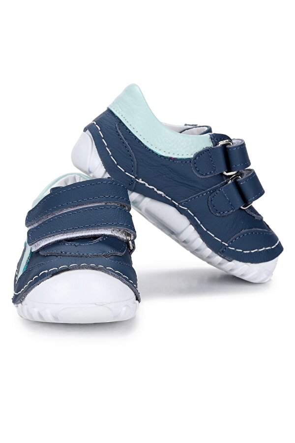 Kiko Kids Teo A102 %100 Deri Cırtlı Erkek/Kız Çocuk Ayakkabı Mavi