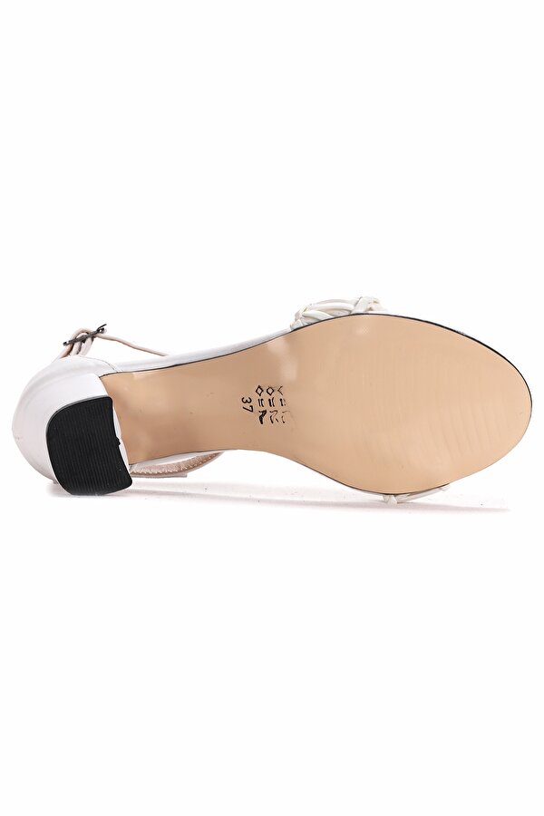 Woggo 440-31 Günlük 7 Cm Topuk Kadın Sandalet Ayakkabı Beyaz IV8114