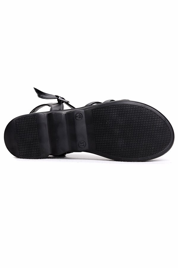Woggo Elmnt 703 Günlük 6 Cm Yüksek Topuk Kadın Sandalet Ayakkabı Siyah IV9277