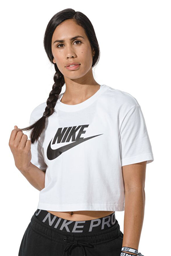 Nike W NSW TEE ESSNTL CRP ICN Beyaz Kadın Kısa Kol T-Shirt