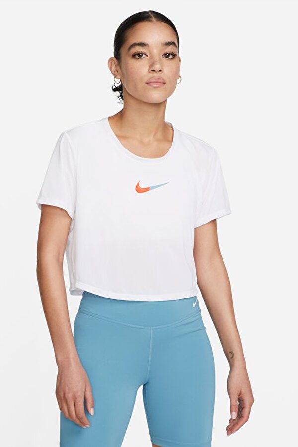 Nike W NK ONE DF CLRK STD SS C Beyaz Kadın Kısa Kol T-Shirt