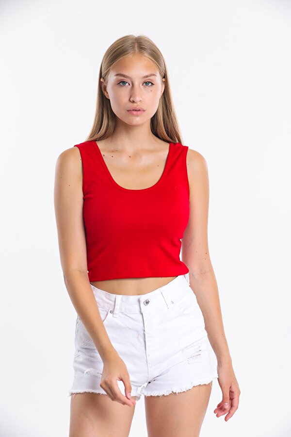 Viking Jeans Askılı Nakış Detaylı Crop Bluz Viking Jeans Askılı Nakış Detaylı Crop Bluz