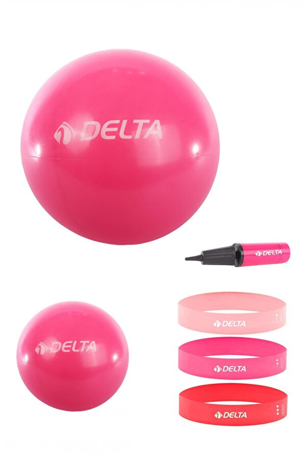 Delta 55 cm-20 cm Pilates Topu 3'lü Squat Bandı Egzersiz Direnç Lastiği Pilates Topu Pompası Seti