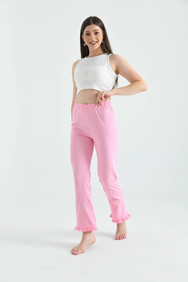 MOVİMENT Pudra Beli Lastikli Paça Detay Örme Pijama Altı MOVİMENT Pudra Beli Lastikli Paça Detay Örme Pijama Altı