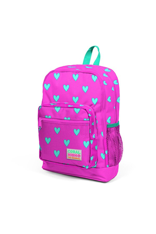 Coral High Dört Bölmeli Kalp Desenli Pembe Okul Sırt Çanta 23113