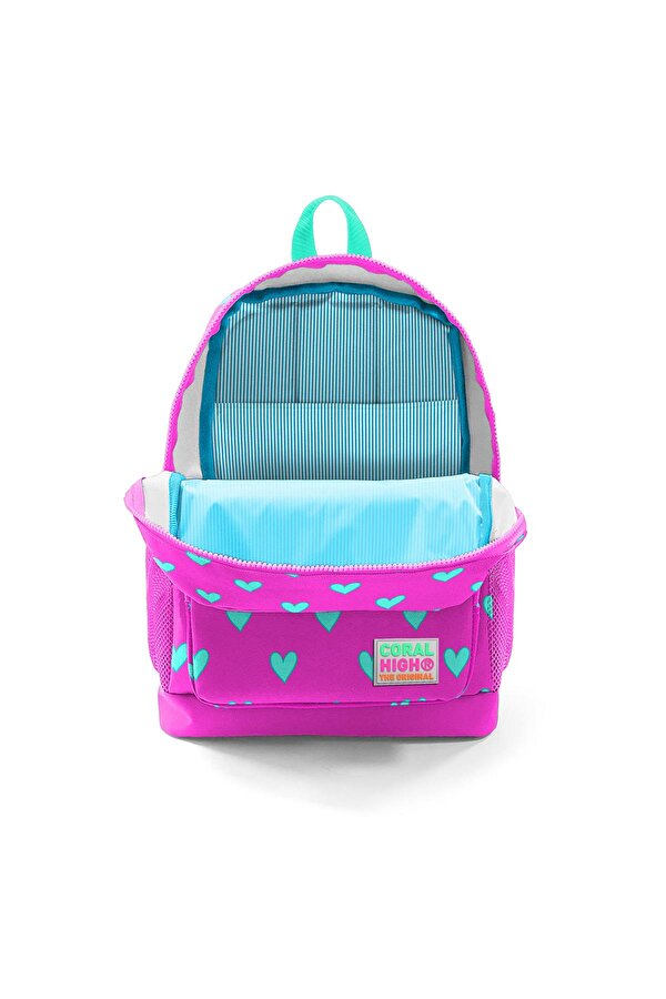 Coral High Dört Bölmeli Kalp Desenli Pembe Okul Sırt Çanta 23113