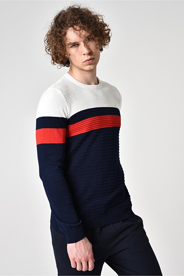 Alexander Gardi ALEXANDERGARDI ŞERİTLİ PAMUKLU KAZAK (E22-5705)