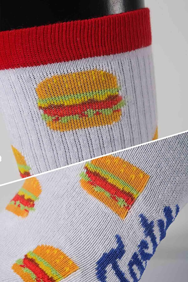 Socksmax Kadın Hamburger Desenli 2'li Özel Kutulu Soket Çorap GU9599