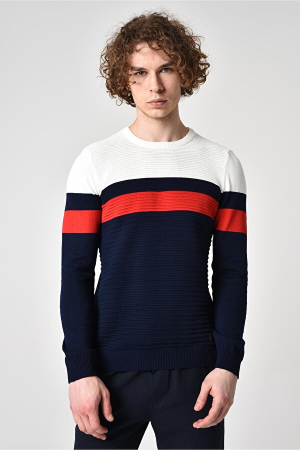 Alexander Gardi ALEXANDERGARDI ŞERİTLİ PAMUKLU KAZAK (E22-5705)