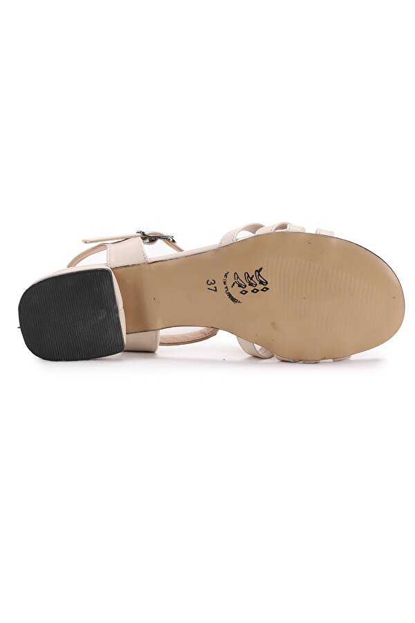 Woggo 02 Cilt 3 Cm Topuk Kadın Sandalet Ayakkabı Krem IV7594