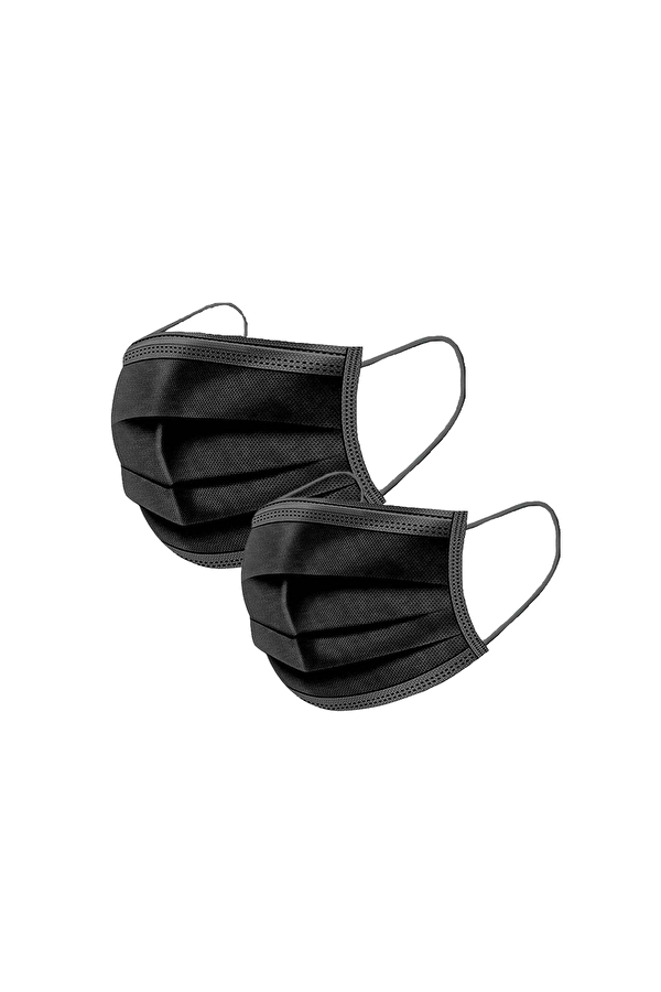 Morven Erkek Siyah Melantis Medikal Tek Kullanımlık 3 Katlı Telli Cerrahi Maske 50 Adet x 4 Kutu Siyah