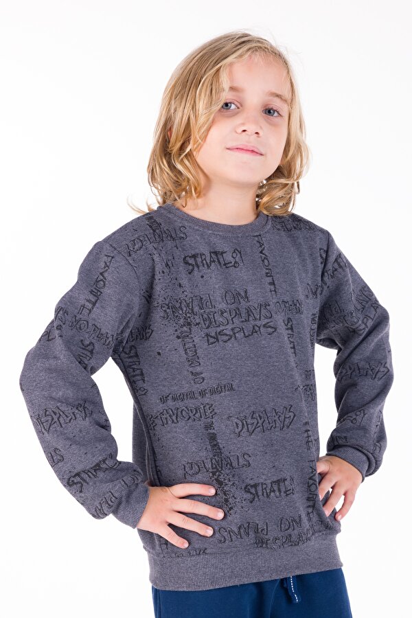 Cansın Mini Erkek Çocuk Pano Baskılı Sweatshirt 9-14 Yaş 14024