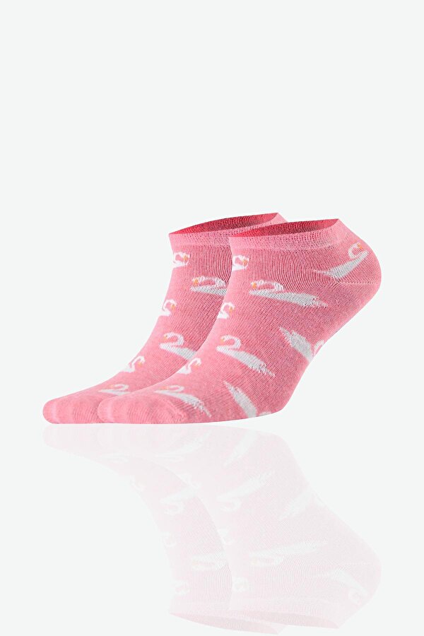 Socksmax Kadın Pamuklu 3 Çift Kuğu Desenli Patik Çorap - 1710 GU9064