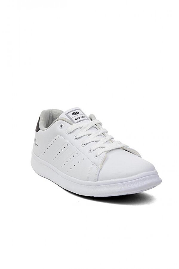 BestOf Best Of 041-22 Deri Erkek Sneakers Ayakkabı Beyaz Siyah
