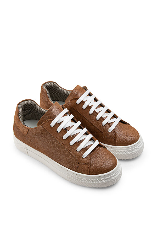 Deery Hakiki Süet Taba Rengi Simli Sneaker Kadın Ayakkabı