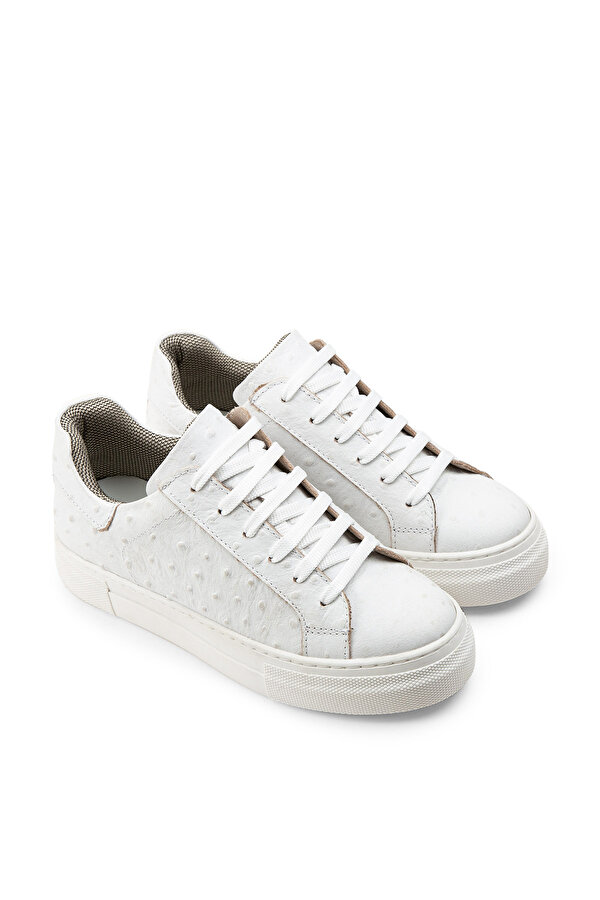 Deery Hakiki Nubuk Beyaz Puantiyeli Sneaker Kadın Ayakkabı