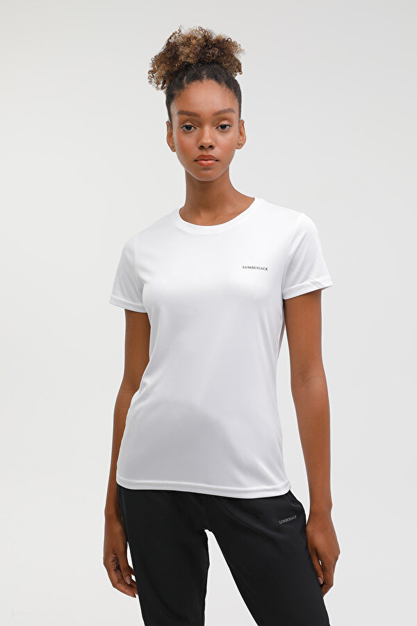 Lumberjack W-CT123 BASIC PES C NECK Beyaz Kadın Kısa Kol T-Shirt