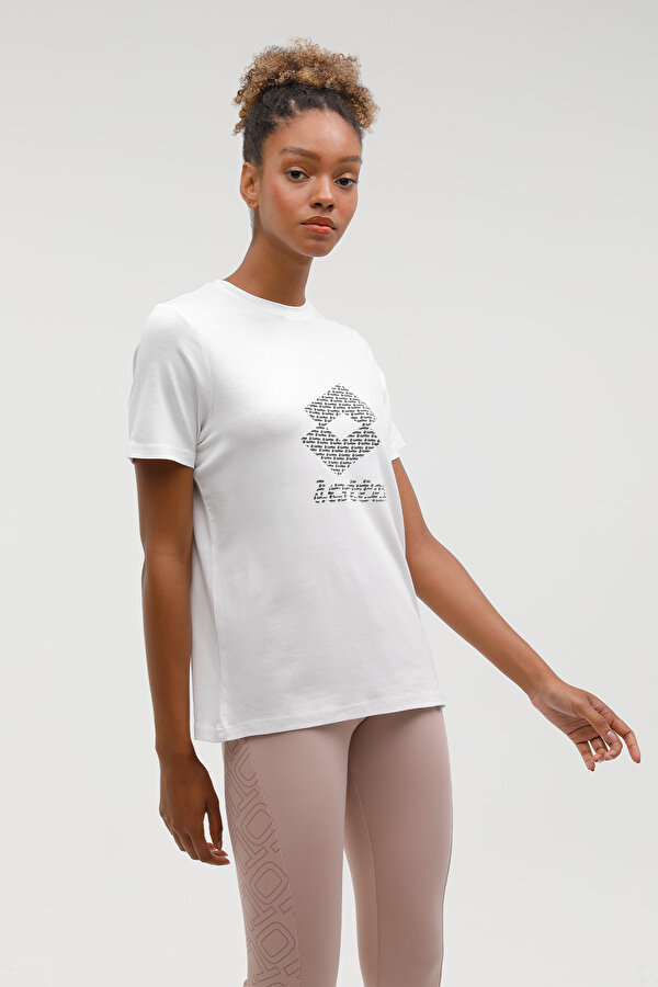 Lotto CT1307 HAZEL LOGO T-SHIRT Beyaz Kadın Kısa Kol T-Shirt