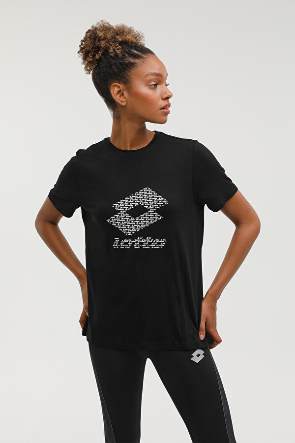Lotto CT1307 HAZEL LOGO T-SHIRT Siyah Kadın Kısa Kol T-Shirt