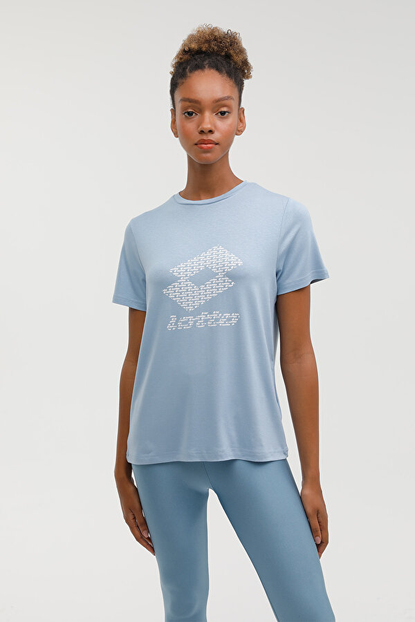 Lotto CT1307 HAZEL LOGO T-SHIRT Mavi Kadın Kısa Kol T-Shirt