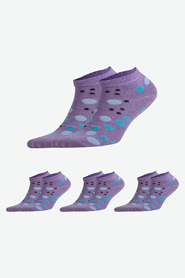 Socksmax Kadın Pamuklu 3 Çift Benek Desenli Patik Çorap – 2314