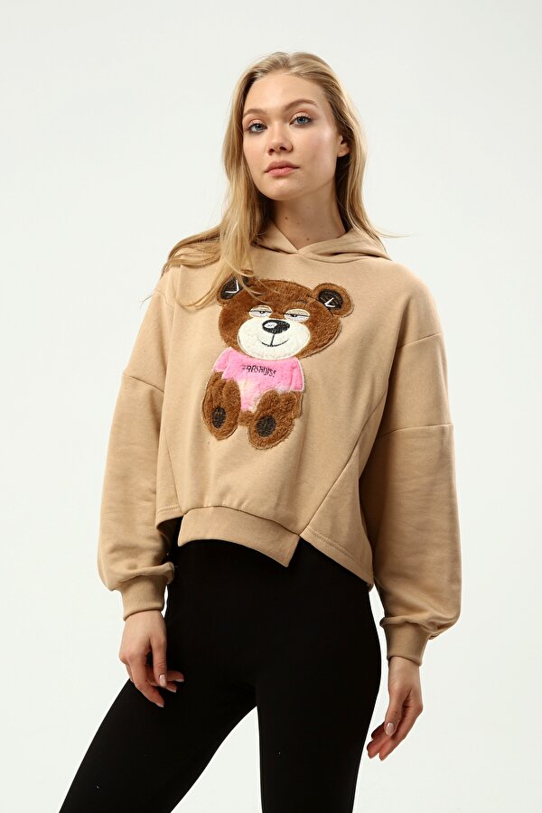 Ma Sorte Ayıcık nakışlı Kapüşonlu Oversize Sweatshirt